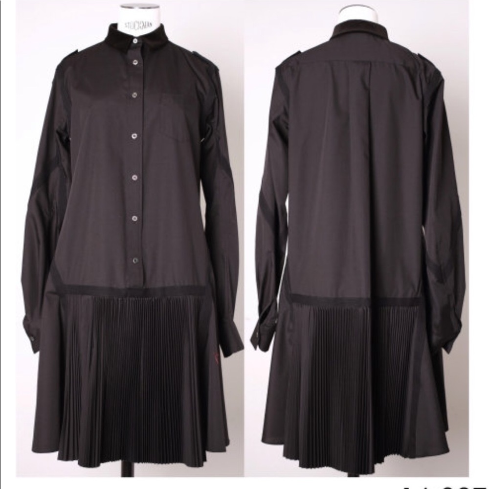 Sacai Black pleated shirt dress SZ 2 NEWWITHTAGS